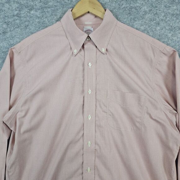 Brooks Brothers 346 Men's Shirt Size 16-4/5 Red & White Mini Checks All Cotton - Picture 2 of 13